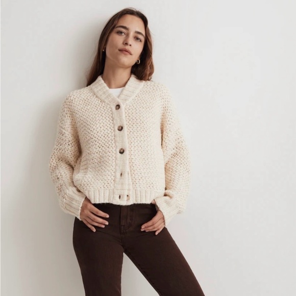 Madewell Women's Bomber Cardigan Sweater Antique White size XXS - Picture 1 of 12
